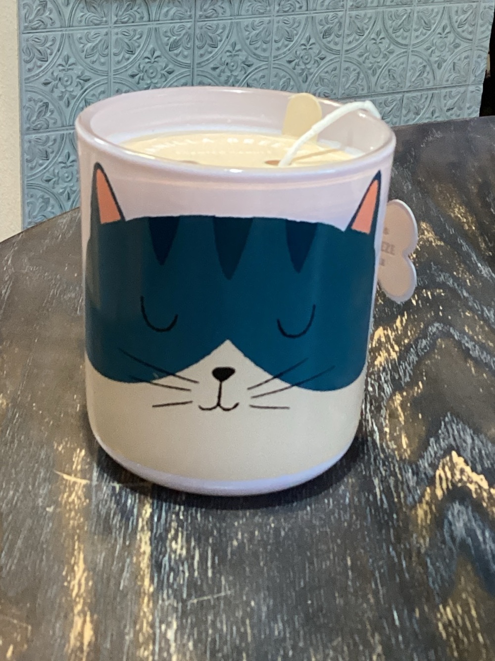 Kirklands Vanilla Breeze Cat Ceramic Candle